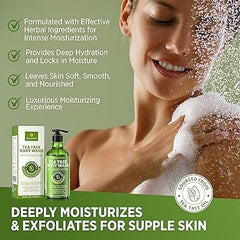 Antifungal Body Wash & Soap, Tea Tree Body Wash, Antibacterial Body Wash & Soap, Back Acne Body Wash, Natural Body Wash With Tea Tree Oil For Jock Itch, Back Acne, Athletes Foot, Body Odor, Nail Fungus, Ringworm, & Eczema - 16.9 Fl Oz