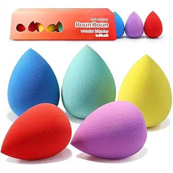 BEAKEY Makeup Sponge Set 5 Pack Micro Porous Low Absorption Soft Latex Free Foundation Beauty Sponges & Blenders for Powder Cream Retailxpres