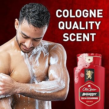 Old Spice Refreshing Body Wash for Men, 3X Defense, 24/7 Shower Fresh with Long Lasting Scent, Red Collection, Swagger with Cedarwood Scent, 24 oz (Pack of 2)