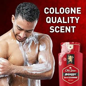 Old Spice Refreshing Body Wash for Men, 3X Defense, 24/7 Shower Fresh with Long Lasting Scent, Red Collection, Swagger with Cedarwood Scent, 24 oz (Pack of 2) Retailxpres
