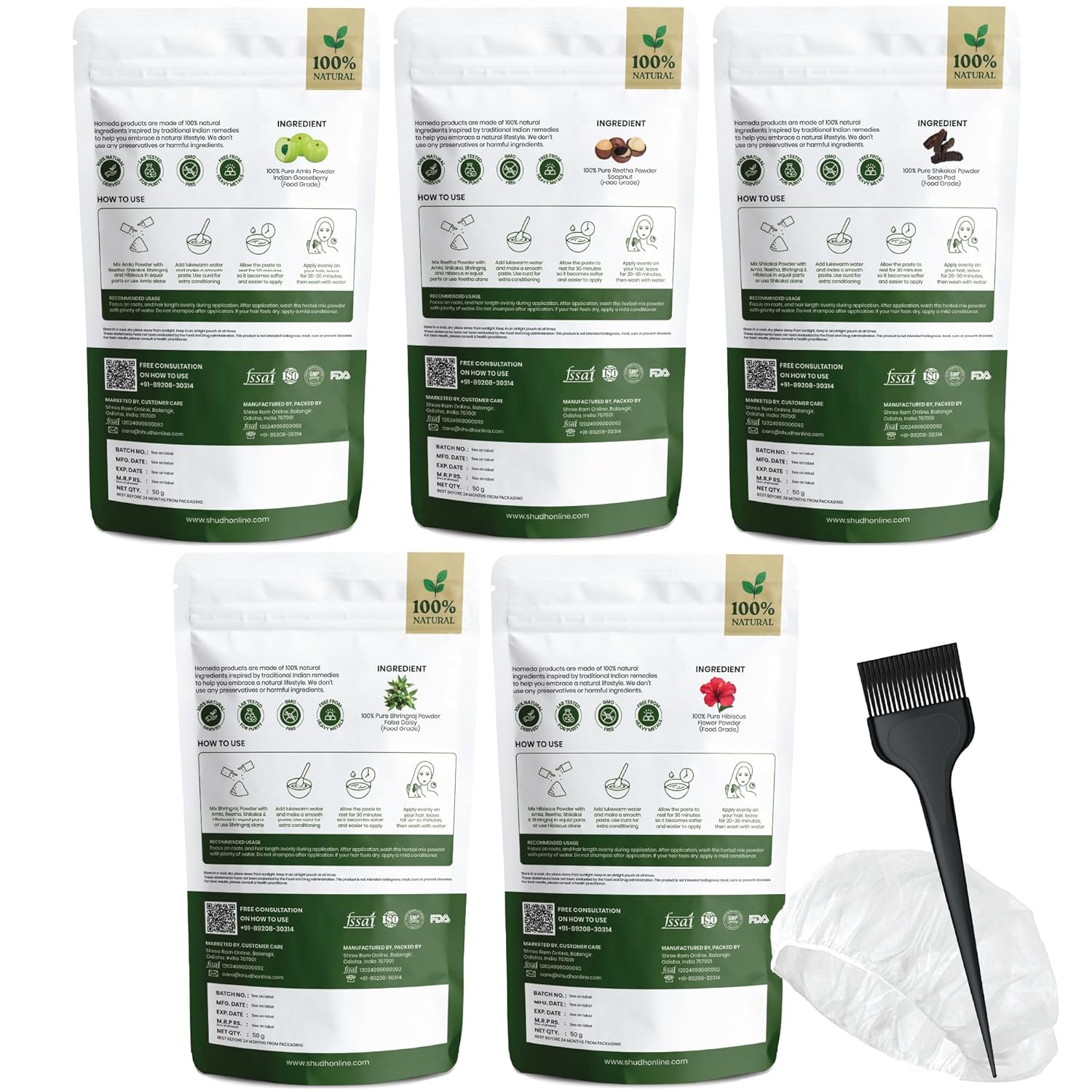 Herbal Hair Mask Powder Combo | Ayurvedic Herbal Hair Mask for Hair Growth & Scalp Care (1.76oz each) Ifelshop