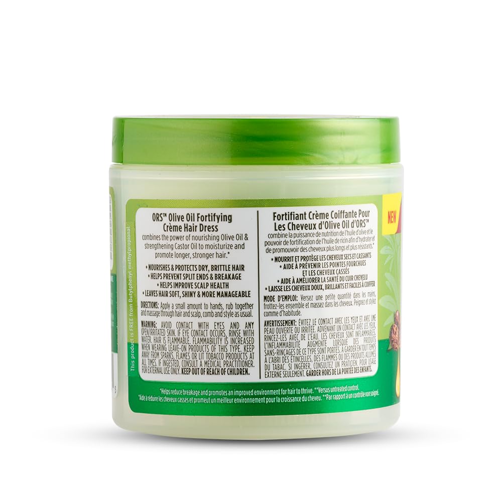 ORS Olive Oil Fortifying Cream Hair Dress Infused with Castor Oil for Strengthening 6 Ounce Ifelshop