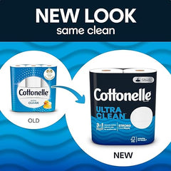 Cottonelle Ultra CleanCare Toilet Paper, Strong Tissue, Mega Rolls, Septic Safe, 1-Ply, White, 284/Roll, 6 Rolls/Pack, 36 Rolls/Carton (KCC55699)