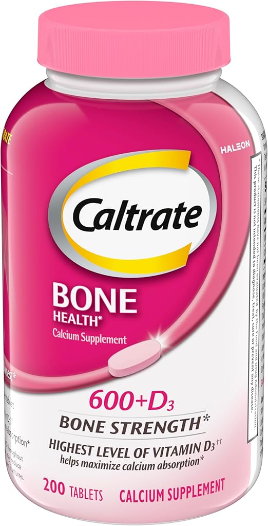 Caltrate 600 Plus D3 Calcium and Vitamin D Supplement Tablets, Bone Health Supplements for Adults - 200 Count