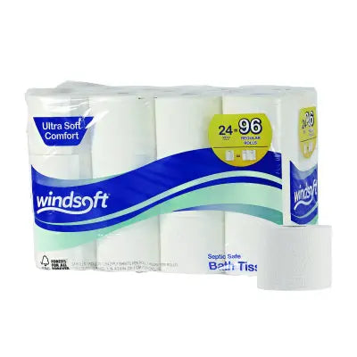 Windsoft Premium Bath Tissue, Septic Safe, 2-Ply, White, 284 Sheets/Roll, 24 Rolls/Carton (WIN24244) Retailxpres