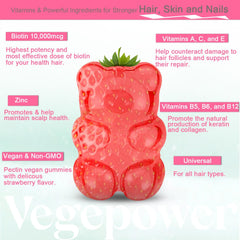 Biotin Gummies for Hair Growth 10000mcg - Vegan Biotin Vitamins Supports Healthy Hair, Skin and Nails, Hair Vitamin Gummy for Women & Men - Non-GMO, Chewable Supplement Ifelshop