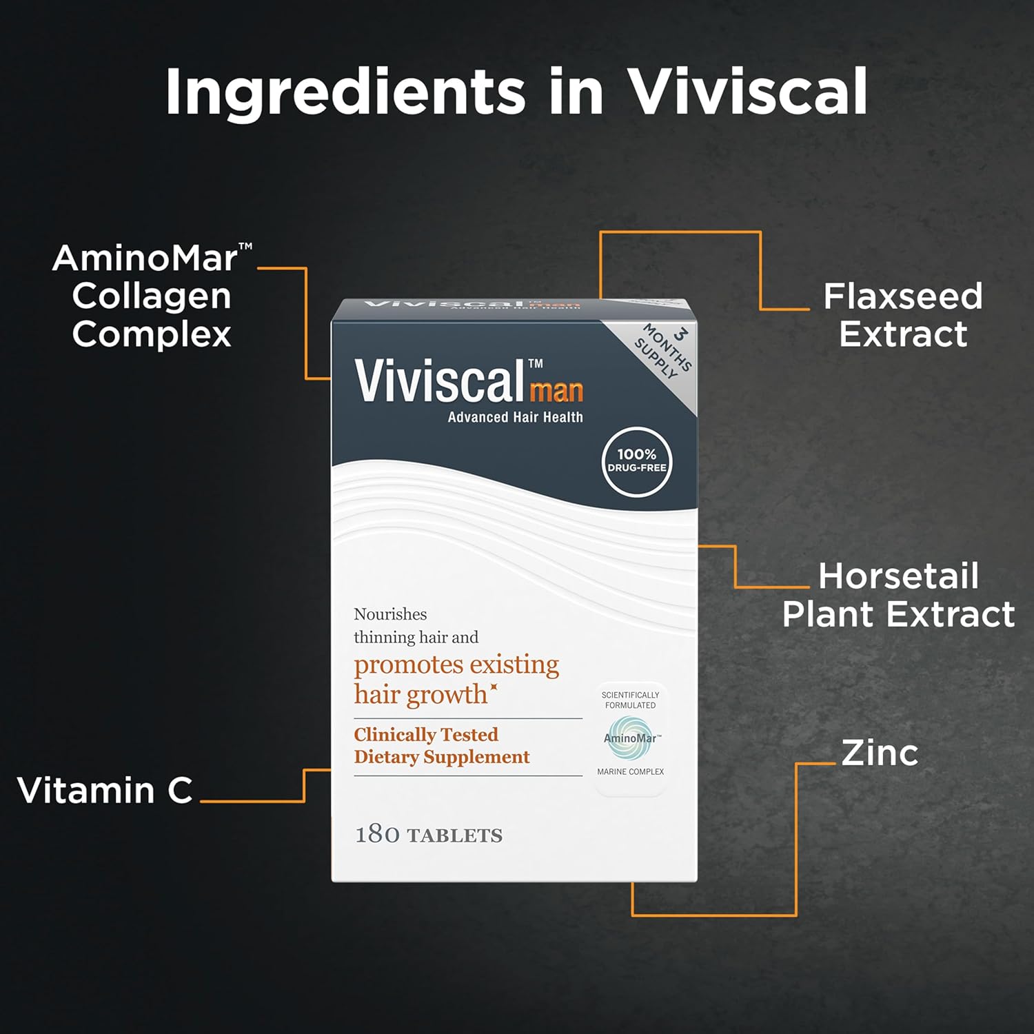 Viviscal Men’s Hair Growth Supplements – Clinically Proven Collagen Complex to Support Thicker, Fuller-Looking Hair, 3-Month Supply (180 Tablets) Ifelshop