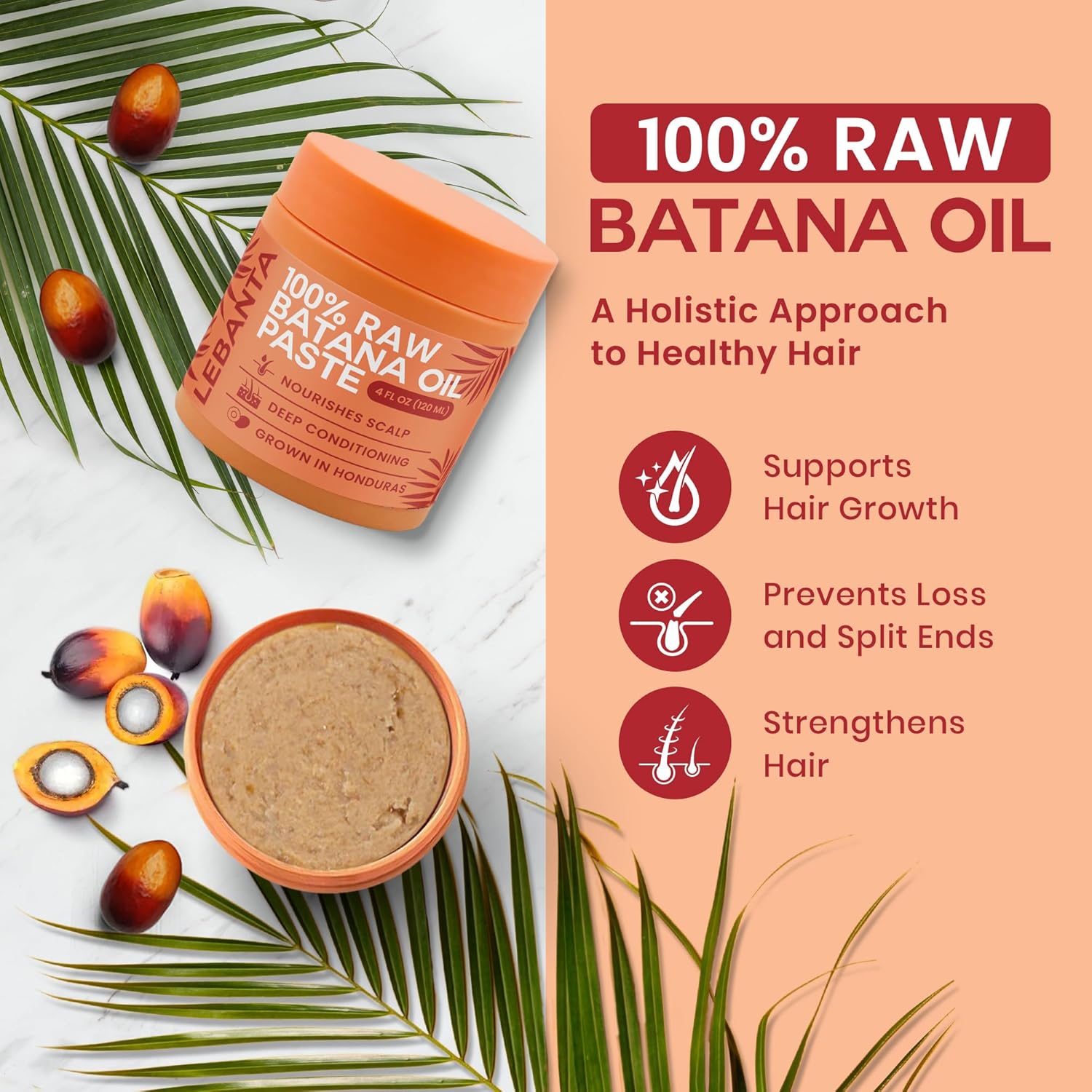 Raw Batana Oil for Hair Growth 100 Percent Pure Organic Batana Oil from Honduras Unrefined Cold Pressed 4oz Ifelshop