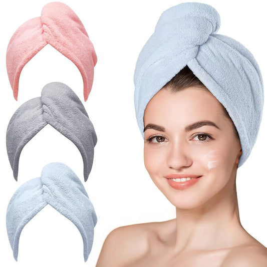 Hicober Microfiber Hair Towel Wrap – Fast Drying Hair Towels Wrap for Women, Soft Lightweight Quick Dry Turban for Curly and Long Hair, 3 Pack Blue Grey Pink IFELSHOP