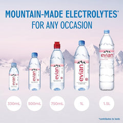 Evian Natural Spring Water, 1 L bottle, 12 pack