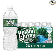 Poland Spring Maine Spring Water Bottles, 24 Pack – Crisp, Still Bottled Water with Naturally Balanced Occurring Minerals & Electrolytes for Taste - 16.9 Fl Oz
