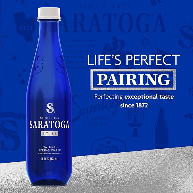 Saratoga Spring Water Bottles, 6 Pack – Still Bottled Water – Recycled PET Plastic Bottles – 16 Fl Oz
