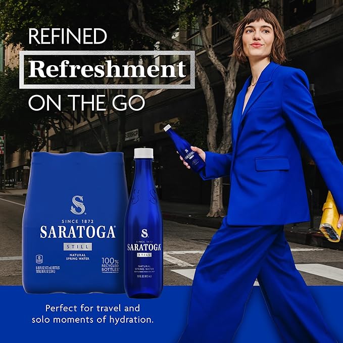 Saratoga Spring Water Bottles, 6 Pack – Still Bottled Water – Recycled PET Plastic Bottles – 16 Fl Oz