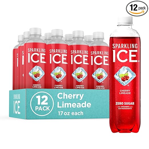 Sparkling Ice, Cherry Limeade Sparkling Water, Zero Sugar Flavored Water, with Vitamins and Antioxidants, Low Calorie Beverage, 17 fl oz Bottles (Pack of 12)