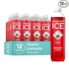 Sparkling Ice, Cherry Limeade Sparkling Water, Zero Sugar Flavored Water, with Vitamins and Antioxidants, Low Calorie Beverage, 17 fl oz Bottles (Pack of 12)
