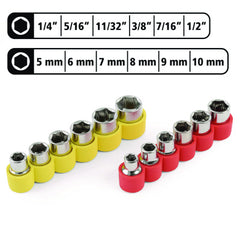 Great Neck Ratcheting Screw/Nut Driver Set, 34-Piece, Hex/Phillips/Slotted/Star Bits, Metric/SAE Sockets, 8" Long, Yellow/Black Handle (GNS92018)