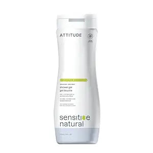ATTITUDE Body Wash for Sensitive Skin with Oat, EWG Verified, Dermatologically Tested, Vegan, Extra Gentle, Unscented, 16 Fl Oz