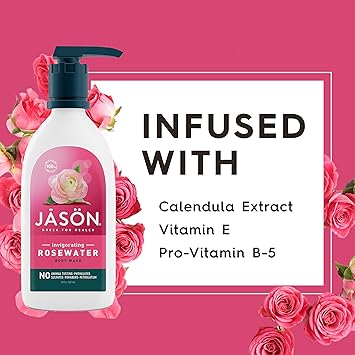 JASON Rosewater Invigorating Body Wash, For a Gentle Feeling Clean, 30 Fluid Ounces