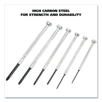 Great Neck Precision Screwdriver Set, Six-Piece, Phillips/Slotted, Assorted Lengths, Polished Steel Handles (GNSGP6C)